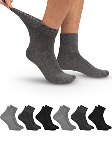 OCERA 6 Paar Diabetiker Kurzschaft Socken für Damen und Herren, ohne drückenden Gummibund Grau Mix Gr. 39-42