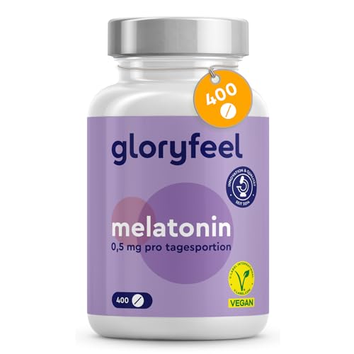 Melatonin hochdosiert - 400 Tabletten (13 Monate) - 0,5 mg bioaktives Melatonin pro Tagesdosis - 100% vegan, laborgeprüft und ohne unerwünschte Zusätze in Deutschland hergestellt