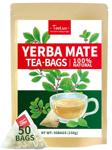 TeeLux Yerba Mate Tee Beutel 50 Stück, Vegan, Rein Natürlicher Mate Tee aus Argentinien, Reich an Antioxidantien, Reichhaltiger Geschmack 3g/Teebeutel