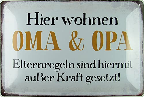 Generisch Metallschild 20 x 30 cm Hier Wohnen Oma & Opa Sprüche Blechschild