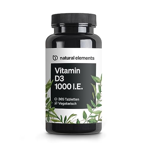 Vitamin D3 1000 I.E. – 365 Tabletten im Jahresvorrat – Vitamin D für Knochen und Immunsystem – hochdosiert, ohne unnötige Zusätze – in Deutschland produziert & laborgeprüft