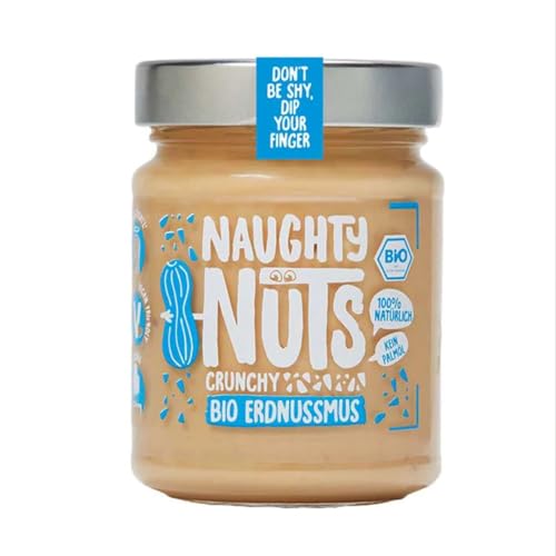 NAUGHTY NUTS Bio Erdnussmus Crunchy | Vegane Erdnussbutter | 100% Natürlich | Ohne Palmöl & Zucker | Ideal Als Topping Für Müsli | 500g