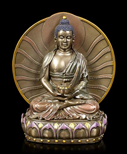 Amitabha Buddha Figur | Deko-Figur, bronziert und coloriert, H 15,5 cm