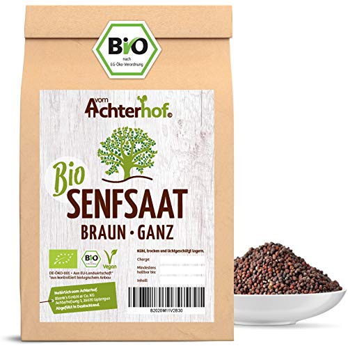 Bio-Senfsamen Senfsaat Senfkörner schwarz auch braun genannt (1kg) vom-Achterhof ideal zur Senf-Herstellung