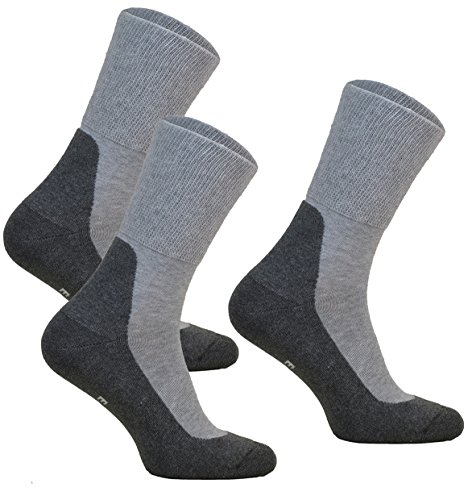 3 Paar Diabetiker Socken ohne Gummibund MEDIC DEO COTTON. Extra Weit Baumwolle Medizin Socken Herren und Damen (44-46, 3 Paar: Grau)