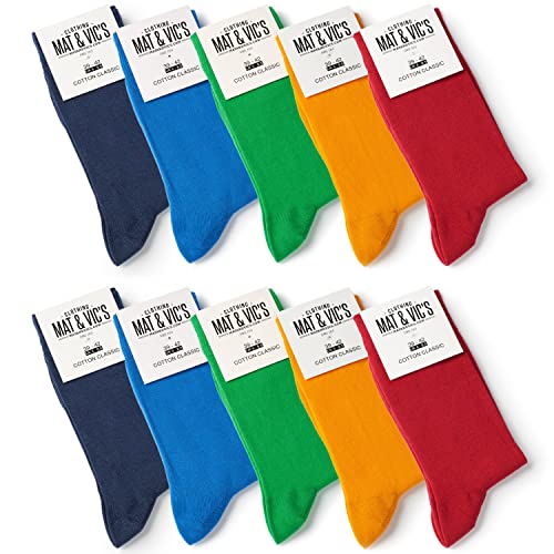 10 Paar Socken von Mat & Vic's für Sie und Ihn - Cotton classic bequem ohne drückende Naht - angenehmer Komfort-Bund - OEKO-TEX Standard 100 (43-46, Fun Colors) 43-46