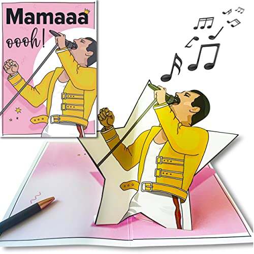 bentino PopUp Geburtstagskarte Mama mit MUSIK-Effekt, spielt den Song Bohemian Rhapsody (Coverversion), Din A5 Set mit Umschlag, stimmungsvolle Glückwunschkarte für die Mutter