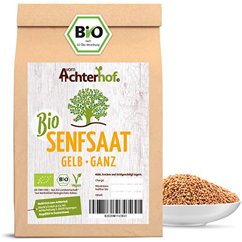 Bio Senfsamen Senfsaat Senfkörner (250g) ganz gelb auch weiß genannt vom-Achterhof ideal zur Senf-Herstellung