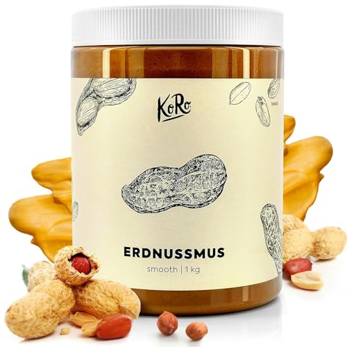 KoRo Erdnussmus - 1 kg Vorratspackung - Cremige Konsistenz - Ohne zusätzlichen Zucker* und Stabilisatoren - Aus 100% gerösteten Erdnüssen